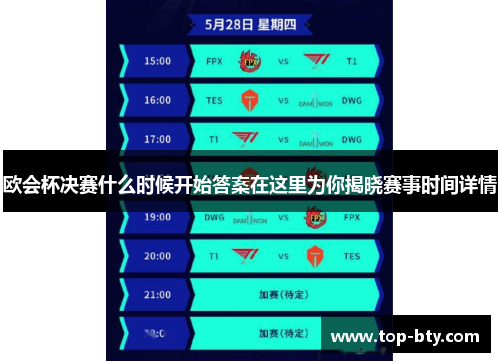 欧会杯决赛什么时候开始答案在这里为你揭晓赛事时间详情